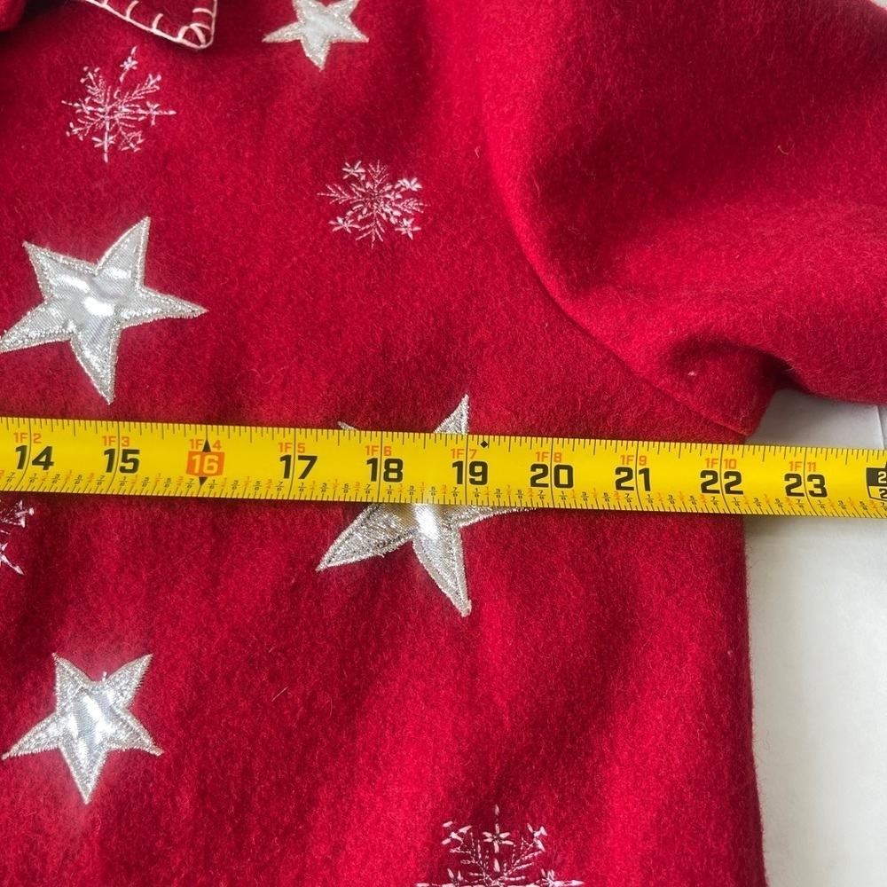 Take Two VTG Size Med Snowman Jacket Shacket Red Christmas Wool Blend Red - Picture 7 of 8